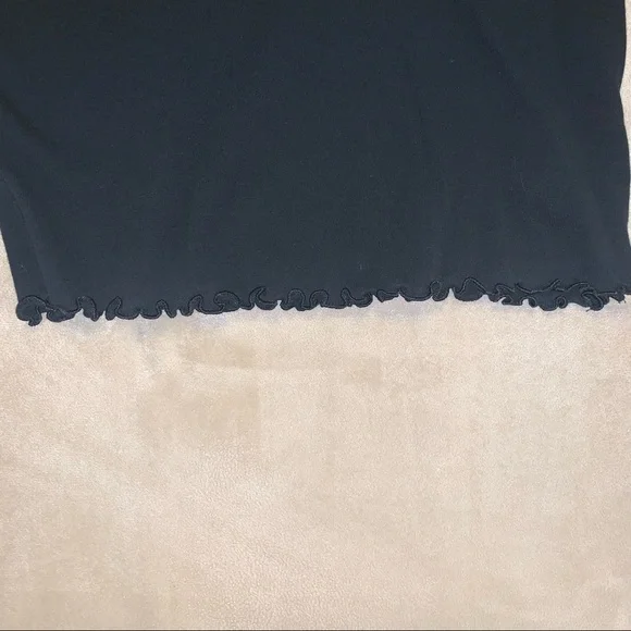 Wild Fable Black Long Sleeve Crop Top Lettuce Hem Medium - Picture 6 of 6